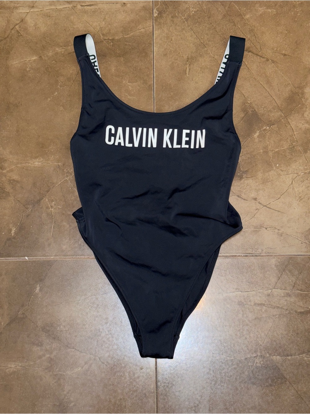 Calvin Klein Black Logo Scoop-Back One-Piece Swimsuit